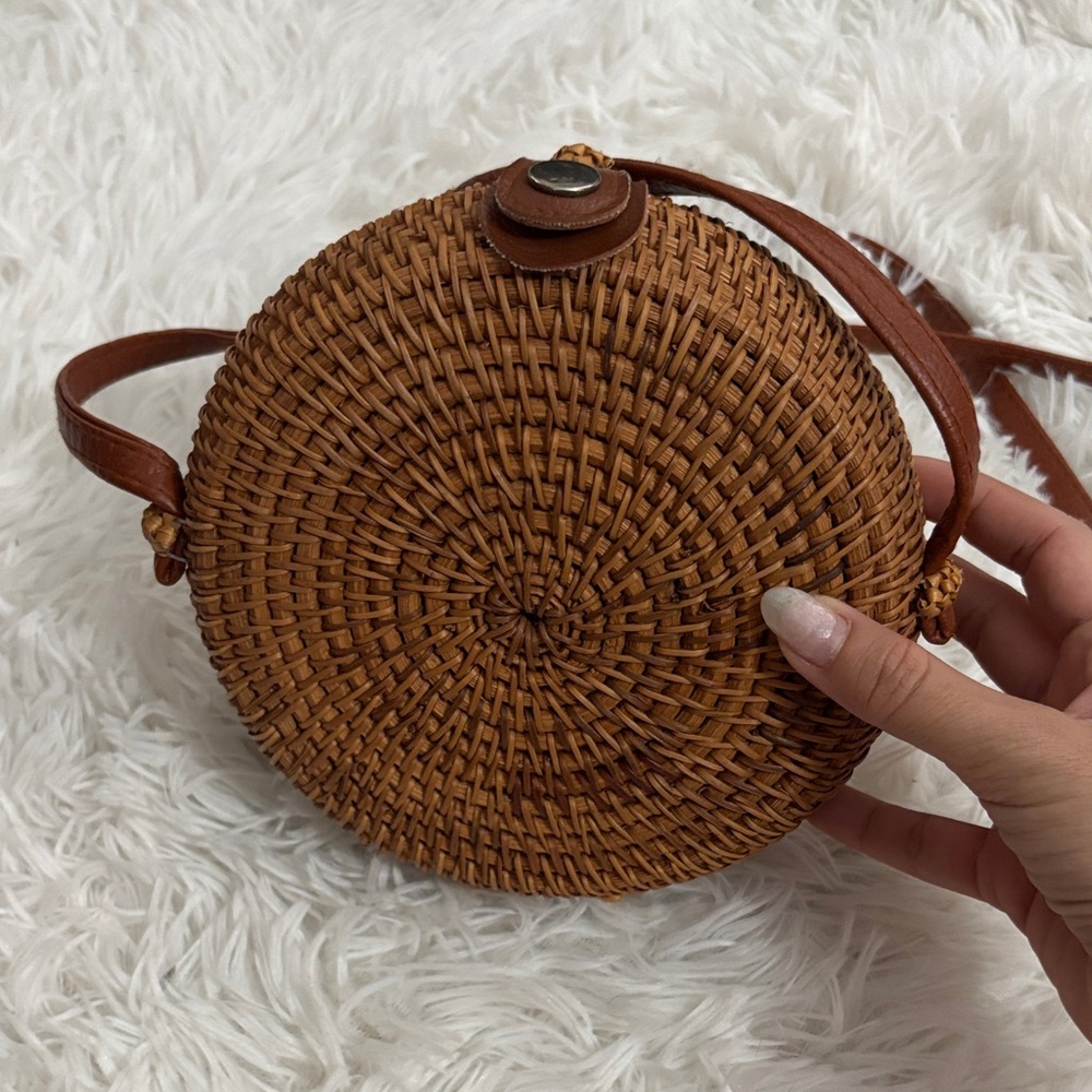 Brown Woven Crossbody Bag